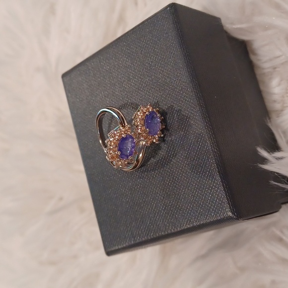 Colleen Lopez Tanzanite and White Zircon By Pass Ring NEW - Picture 3 of 7